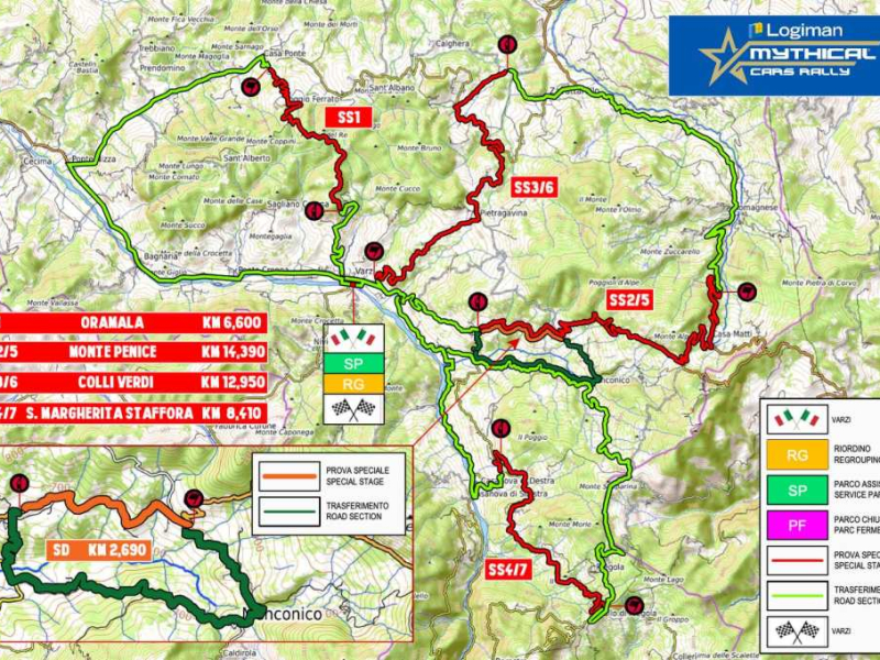 mappa generale mythical cars rally