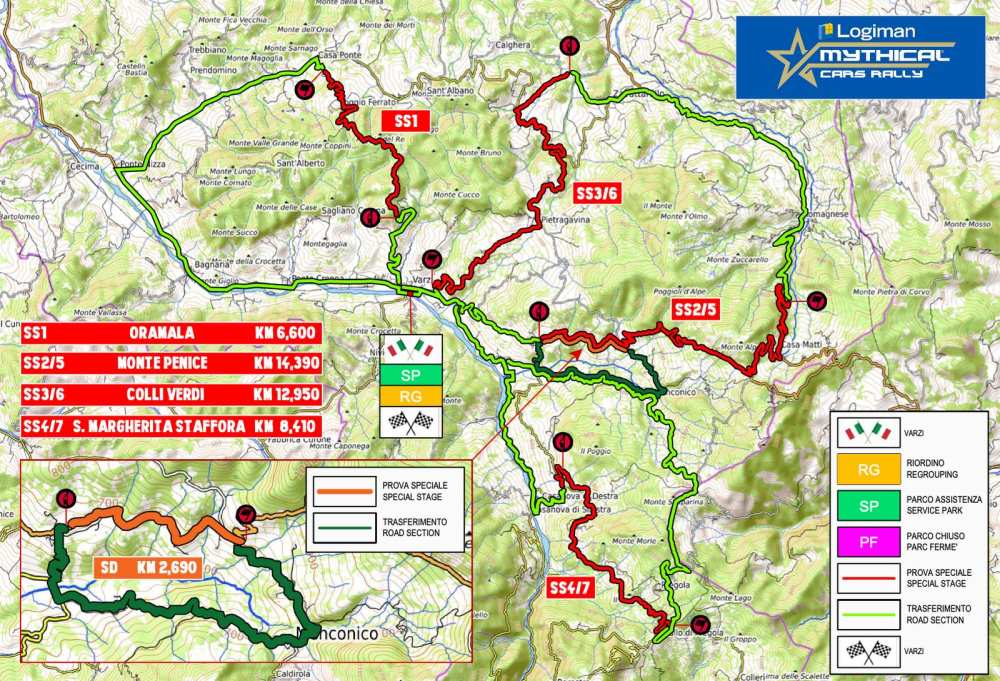 mappa generale mythical cars rally