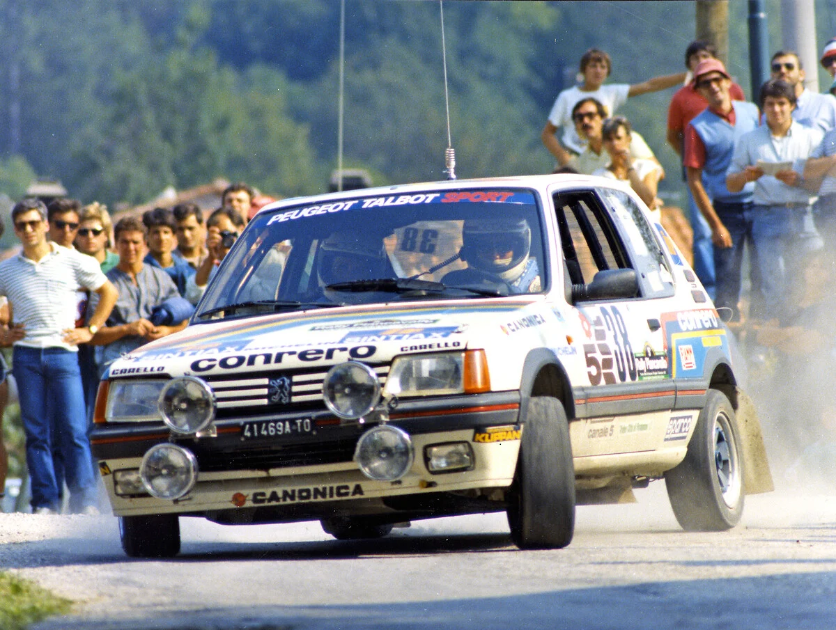 peugeot 205 gti rally, piancavallo 1984