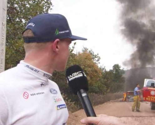 Esapekka Lappi intervistato da WRC+ commenta l'incendio della sua auto